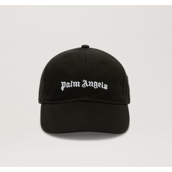 PALM ANGELS Logo Baseball Cap Hat Black White One Size Adjustable - Picture 1 of 6